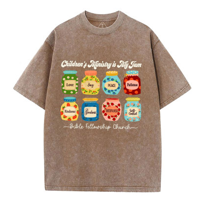 Personalized Children’s Ministry Is My Jam Christian Washed T-Shirt