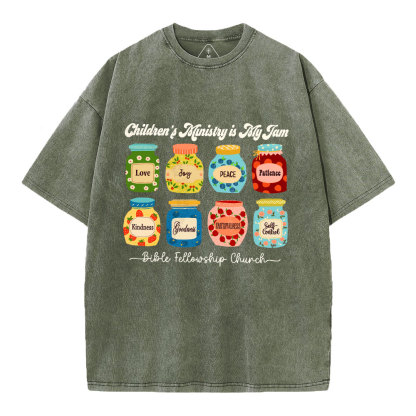 Personalized Children’s Ministry Is My Jam Christian Washed T-Shirt