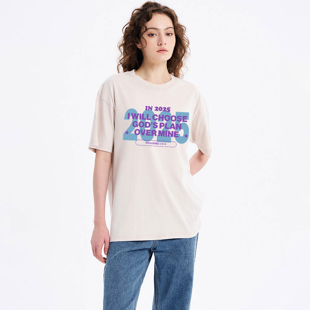 Choose God's Plan Over Mine Christian Washed T-Shirt