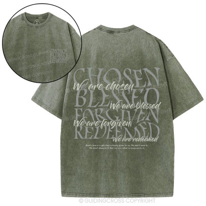 Chosen Blessed Forgiven Redeemed Christian Washed T-Shirt