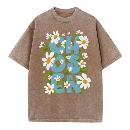 Chosen With Flower Christian Washed T-Shirt