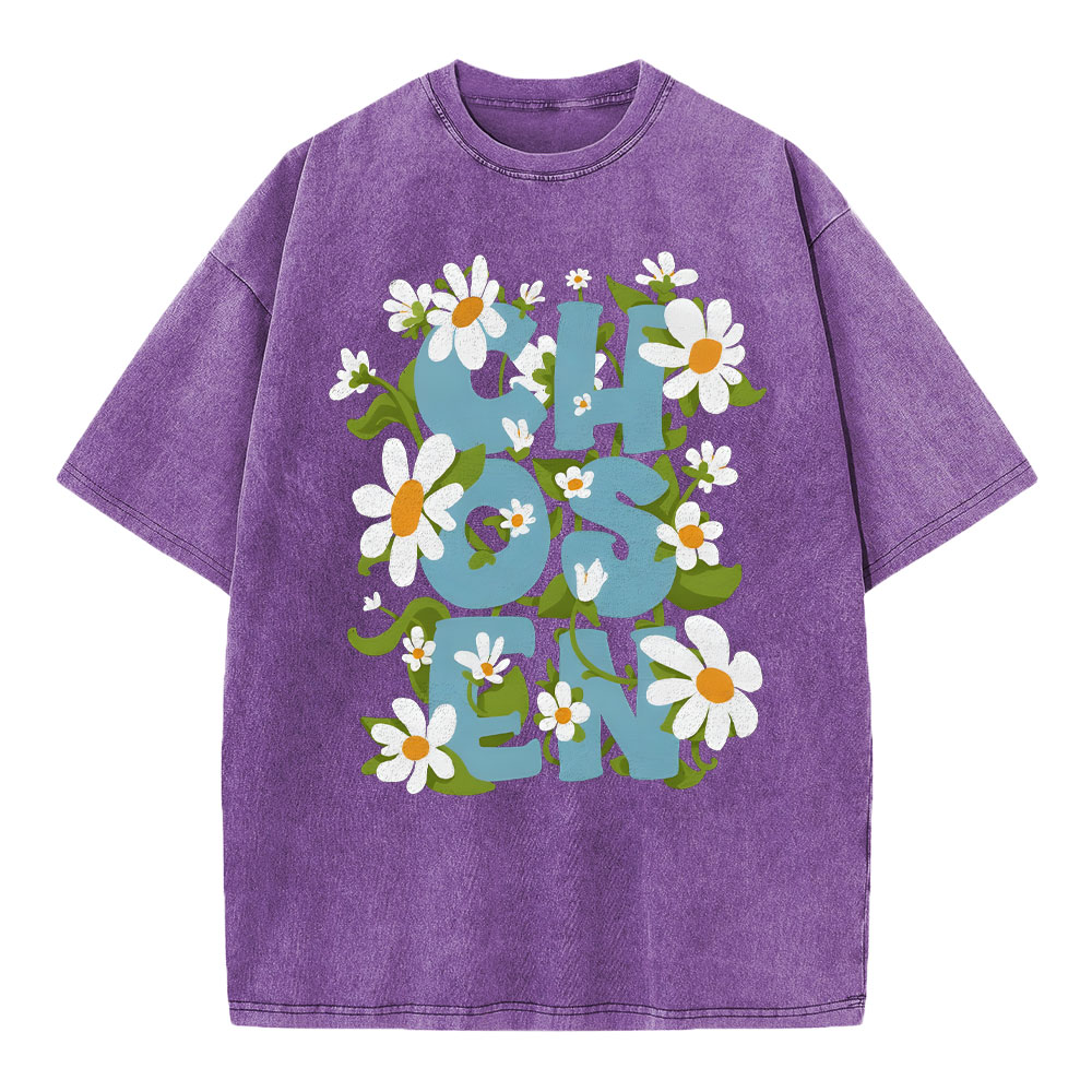 Chosen With Flower Christian Washed T-Shirt