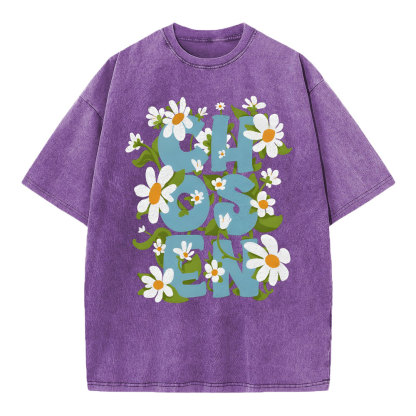 Chosen With Flower Christian Washed T-Shirt