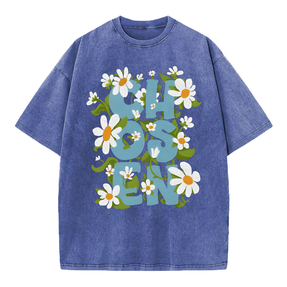 Chosen With Flower Christian Washed T-Shirt