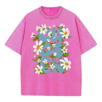 Chosen With Flower Christian Washed T-Shirt