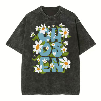 Chosen With Flower Christian Washed T-Shirt