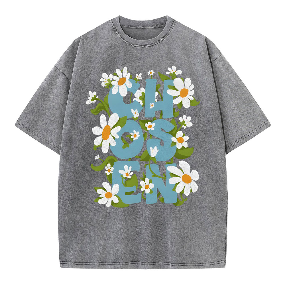 Chosen With Flower Christian Washed T-Shirt
