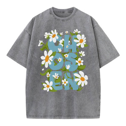 Chosen With Flower Christian Washed T-Shirt