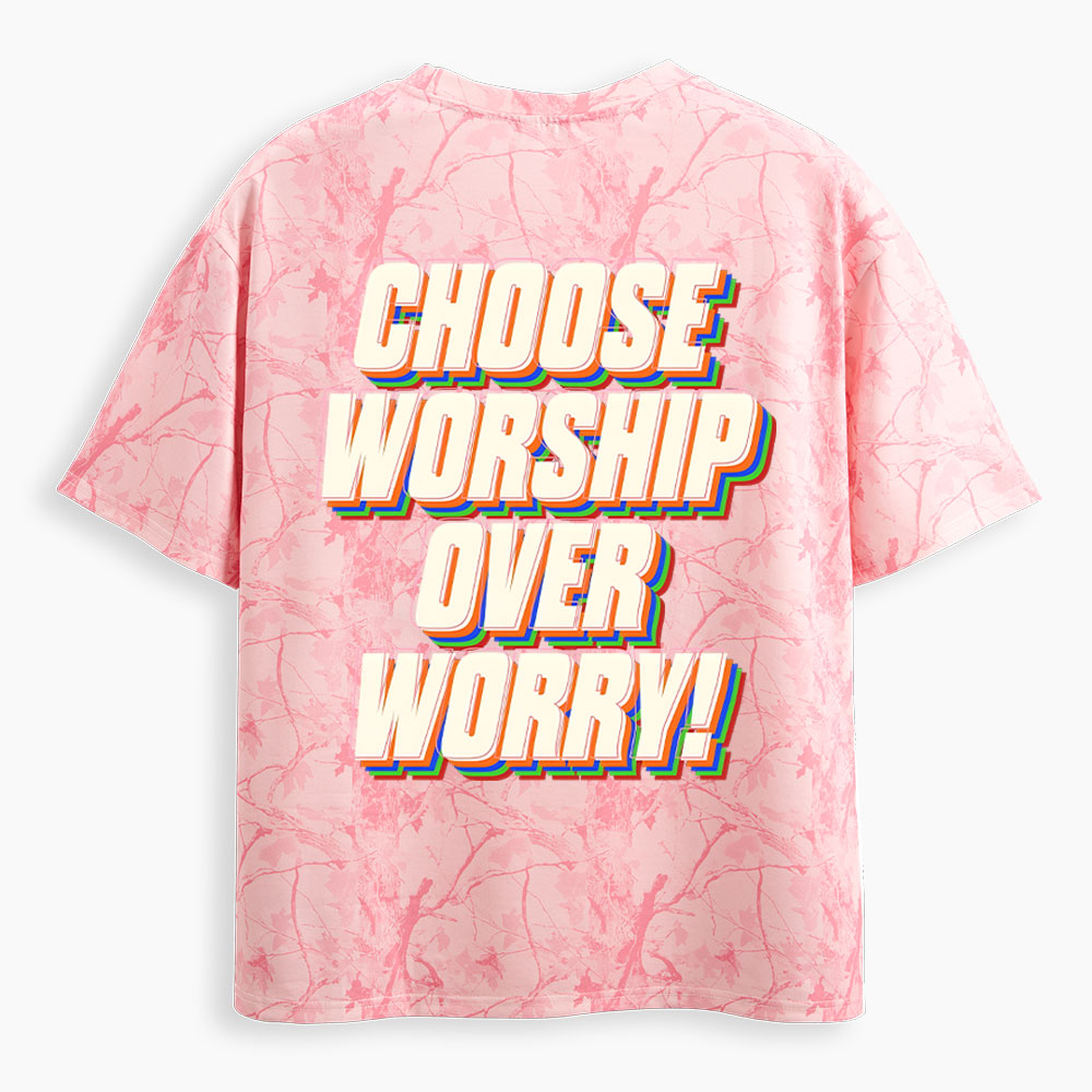 Chosen Worship Over Worry Christian Camo T-Shirt