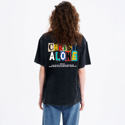 Christ Alone Christian Washed T-Shirt