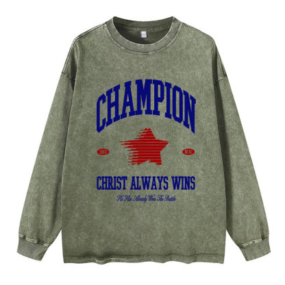 Christ Always Wins Washed Long Sleeve T-Shirt