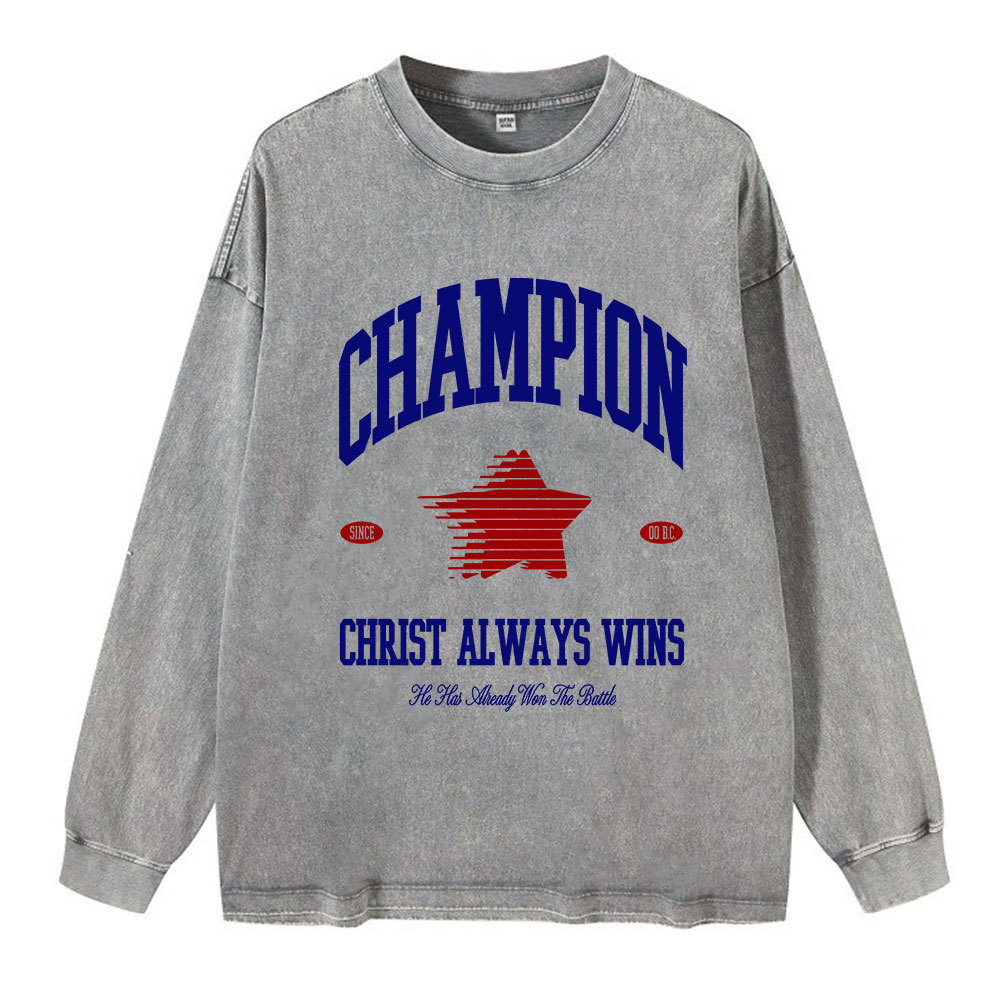 Christ Always Wins Washed Long Sleeve T-Shirt
