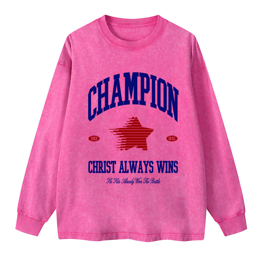 Christ Always Wins Washed Long Sleeve T-Shirt