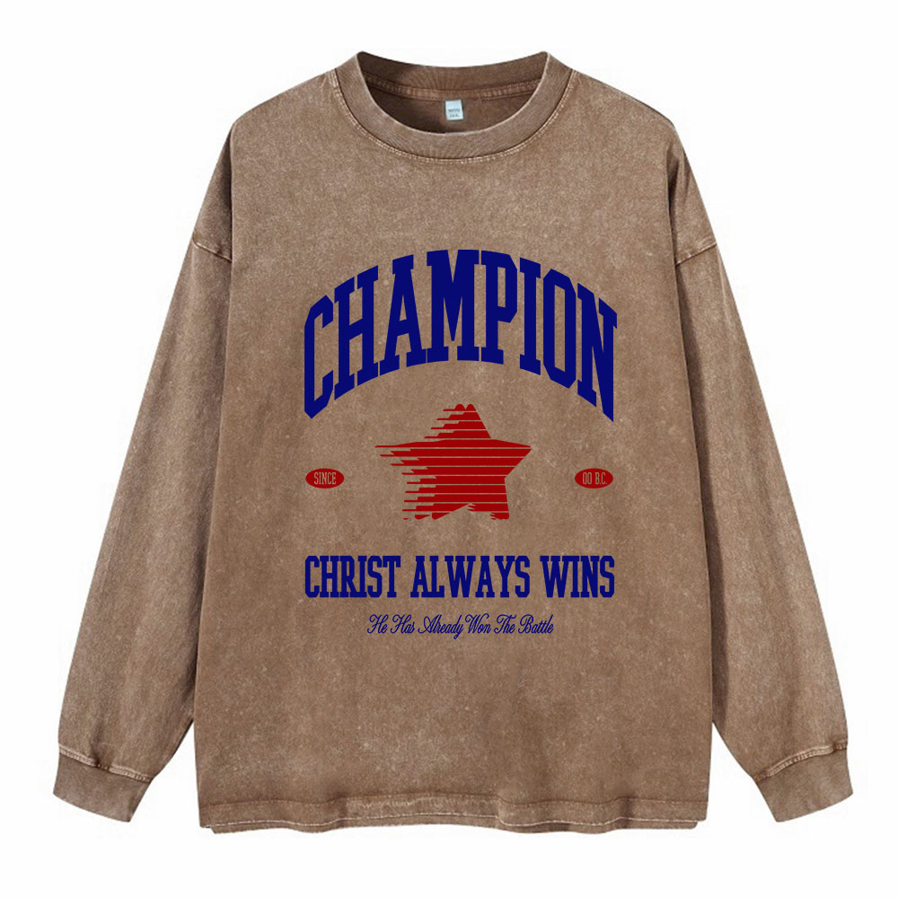 Christ Always Wins Washed Long Sleeve T-Shirt