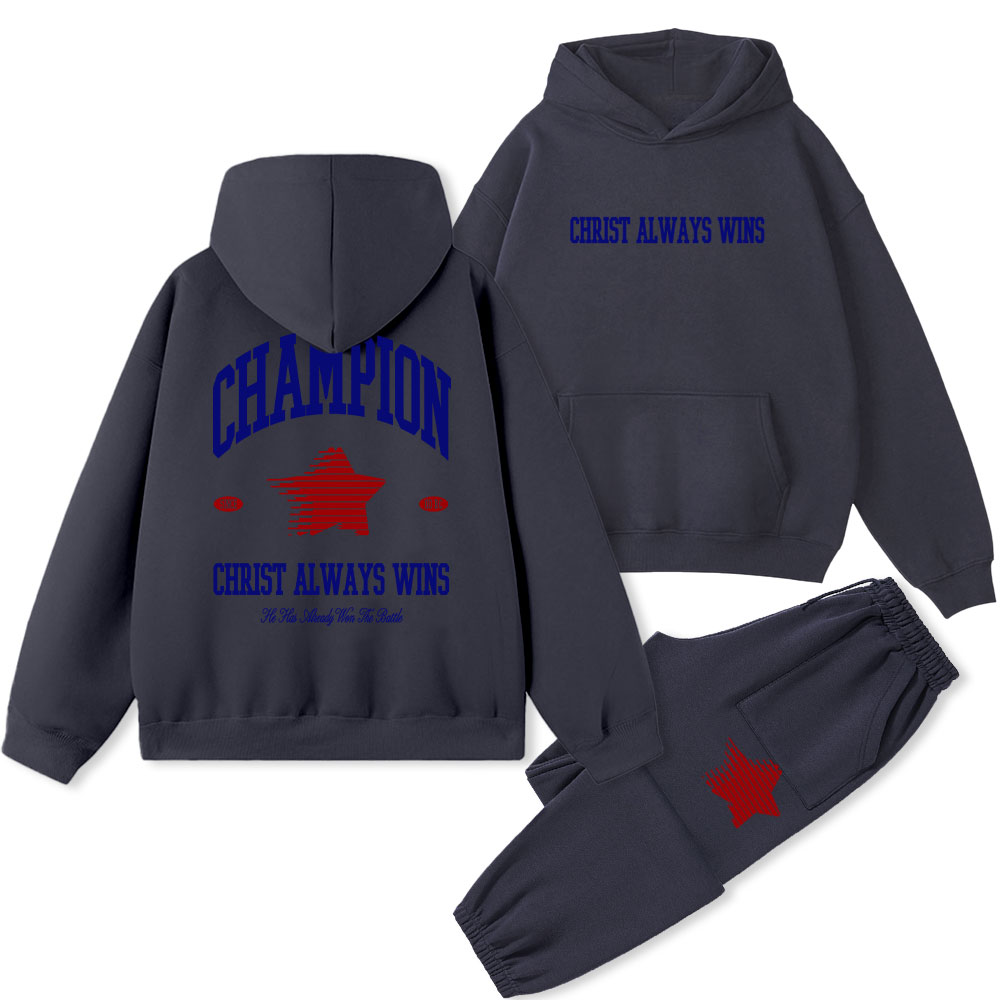 Christ Always Wins Christian Fleece Hoodie Set