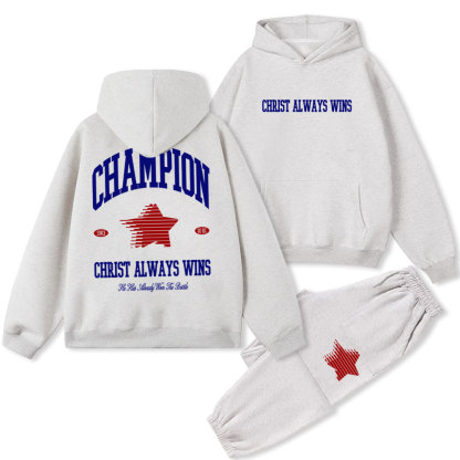 Christ Always Wins Christian Fleece Hoodie Set