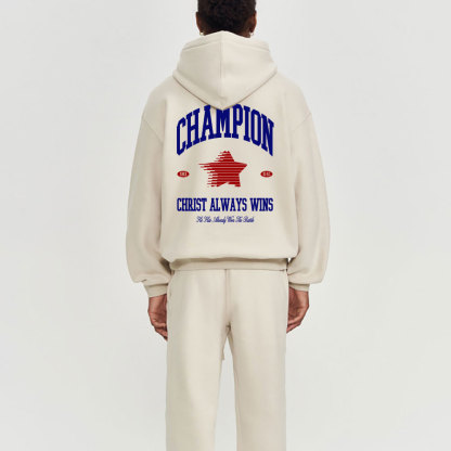 Christ Always Wins Christian Fleece Hoodie Set