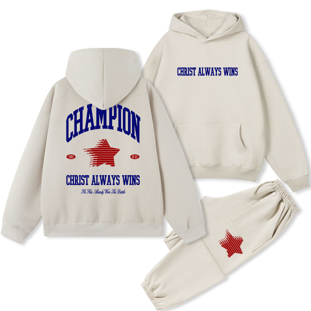 Christ Always Wins Christian Fleece Hoodie Set