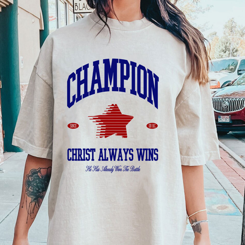 Christ Always Wins Christian Washed T-Shirt