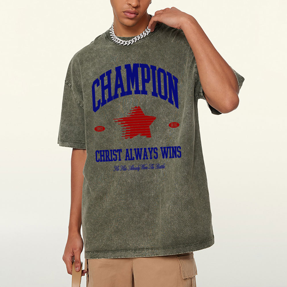 Christ Always Wins Christian Washed T-Shirt