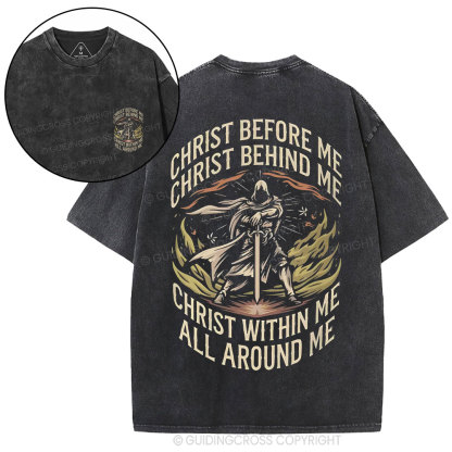 Christ Before Me Christian Washed T-Shirt