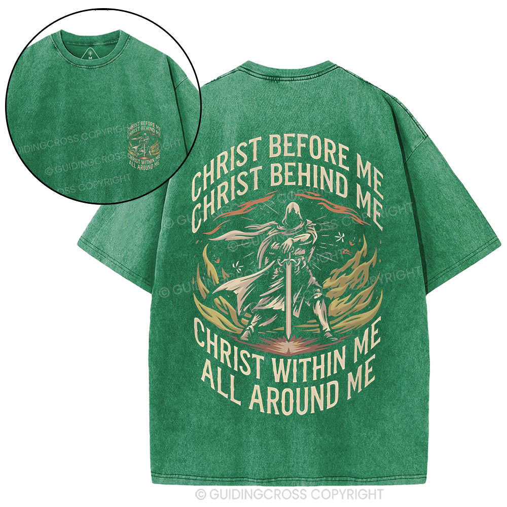 Christ Before Me Christian Washed T-Shirt