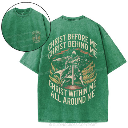 Christ Before Me Christian Washed T-Shirt
