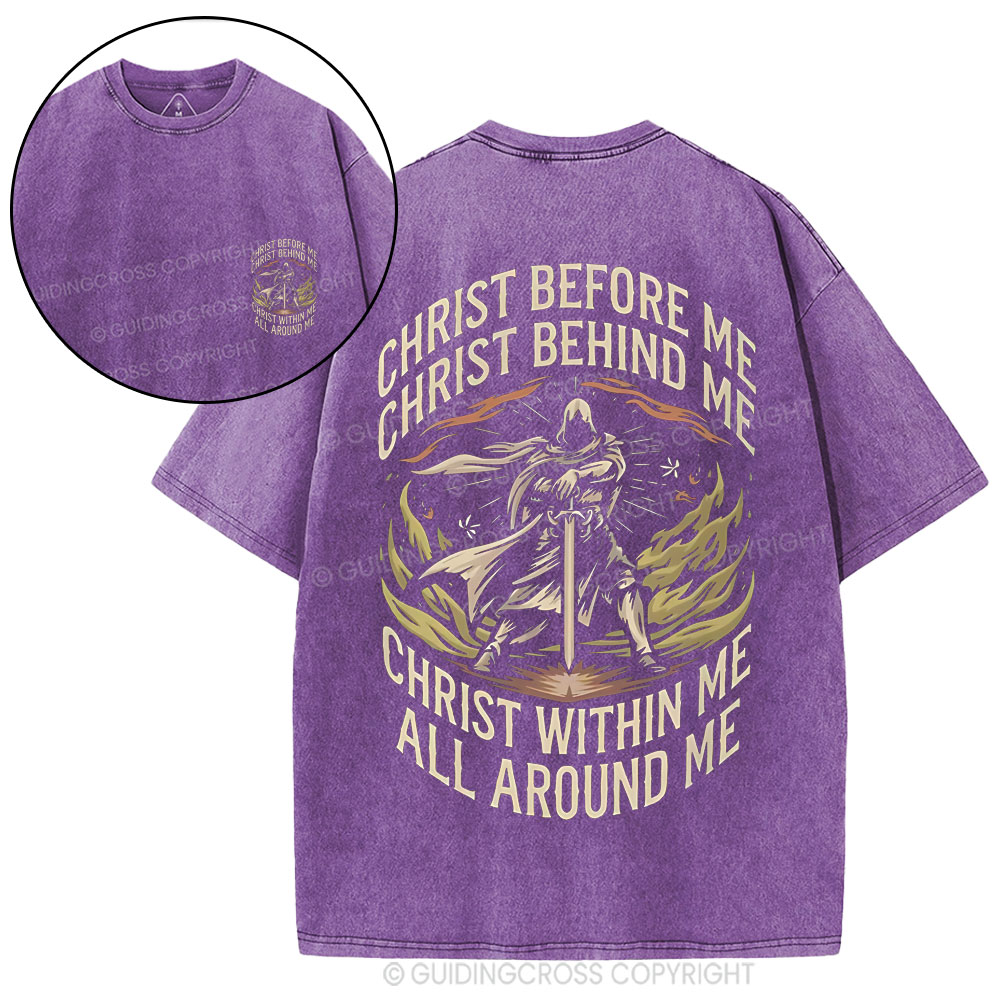 Christ Before Me Christian Washed T-Shirt