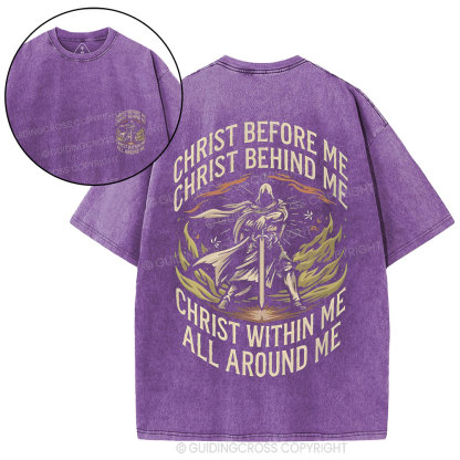 Christ Before Me Christian Washed T-Shirt