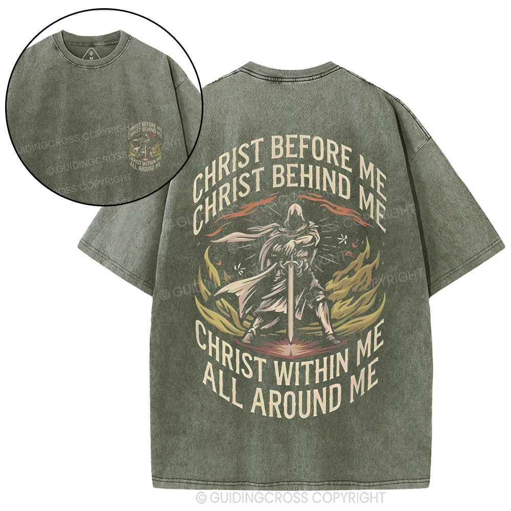 Christ Before Me Christian Washed T-Shirt
