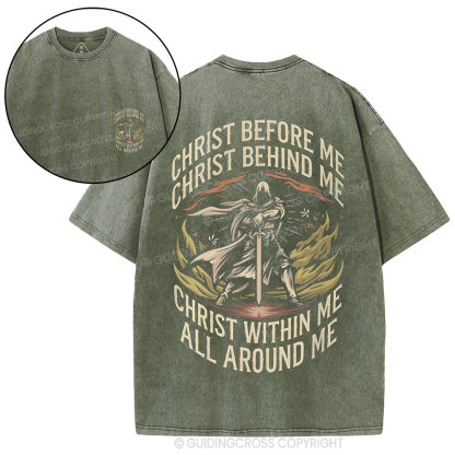 Christ Before Me Christian Washed T-Shirt