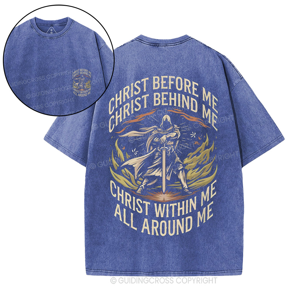 Christ Before Me Christian Washed T-Shirt