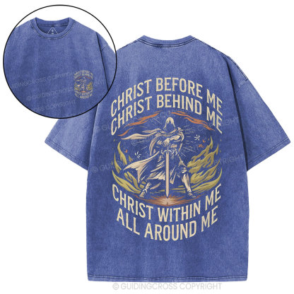Christ Before Me Christian Washed T-Shirt