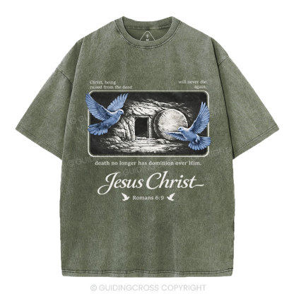 Christ Being Raised From The Dead Christian Washed T-Shirt
