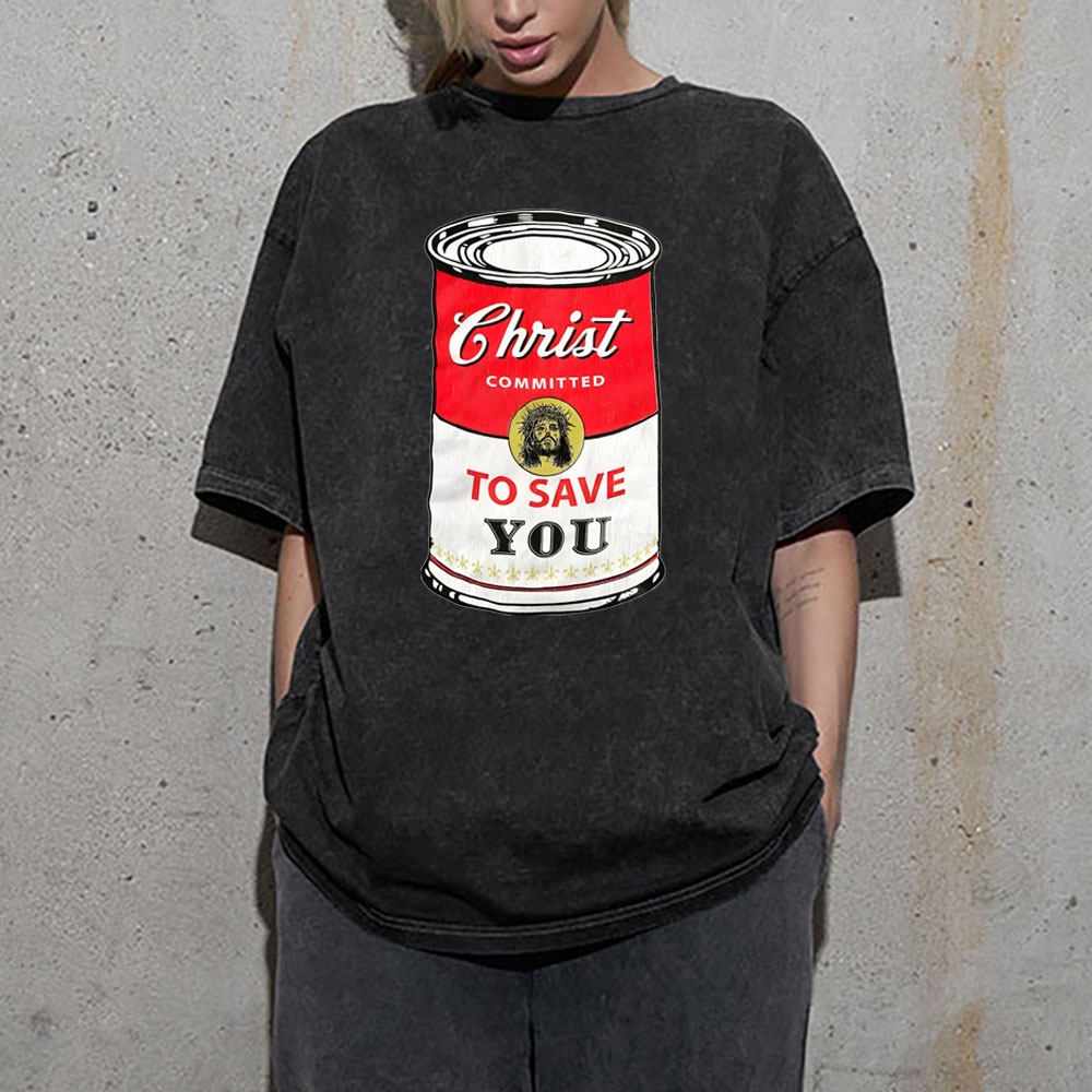 Christ Committed To Save Christian Washed T-Shirt
