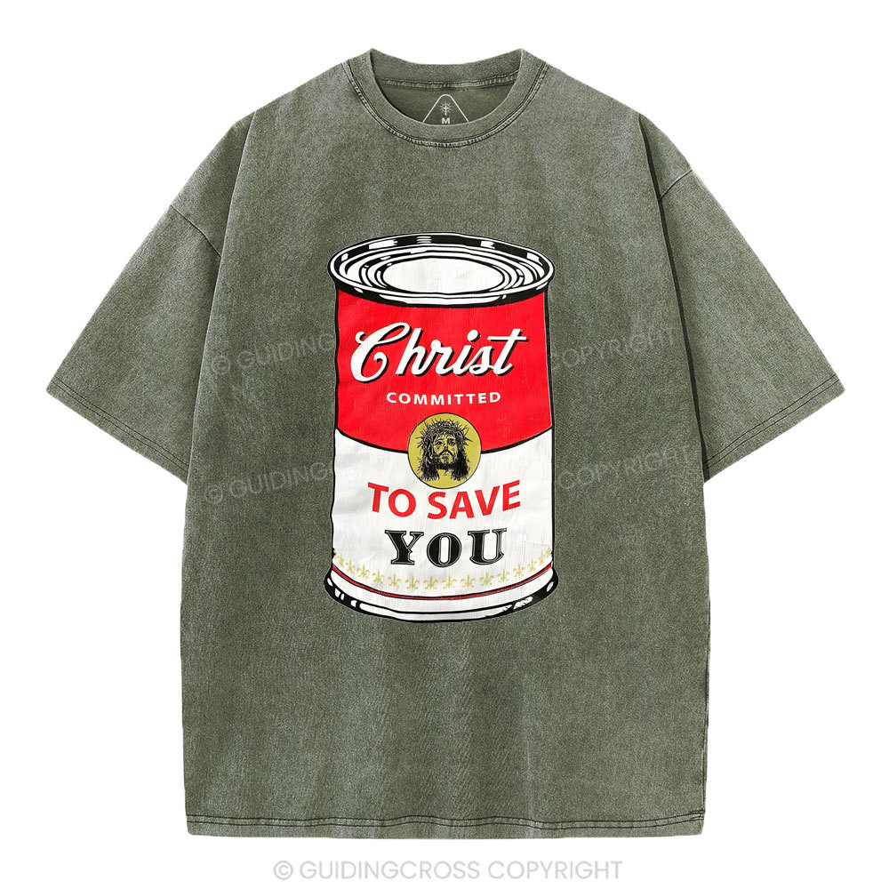 Christ Committed To Save Christian Washed T-Shirt