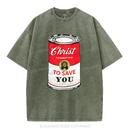 Christ Committed To Save Christian Washed T-Shirt