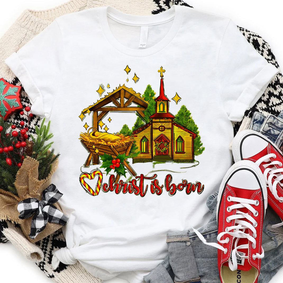 Christ Is Born Christian Christmas T-Shirt