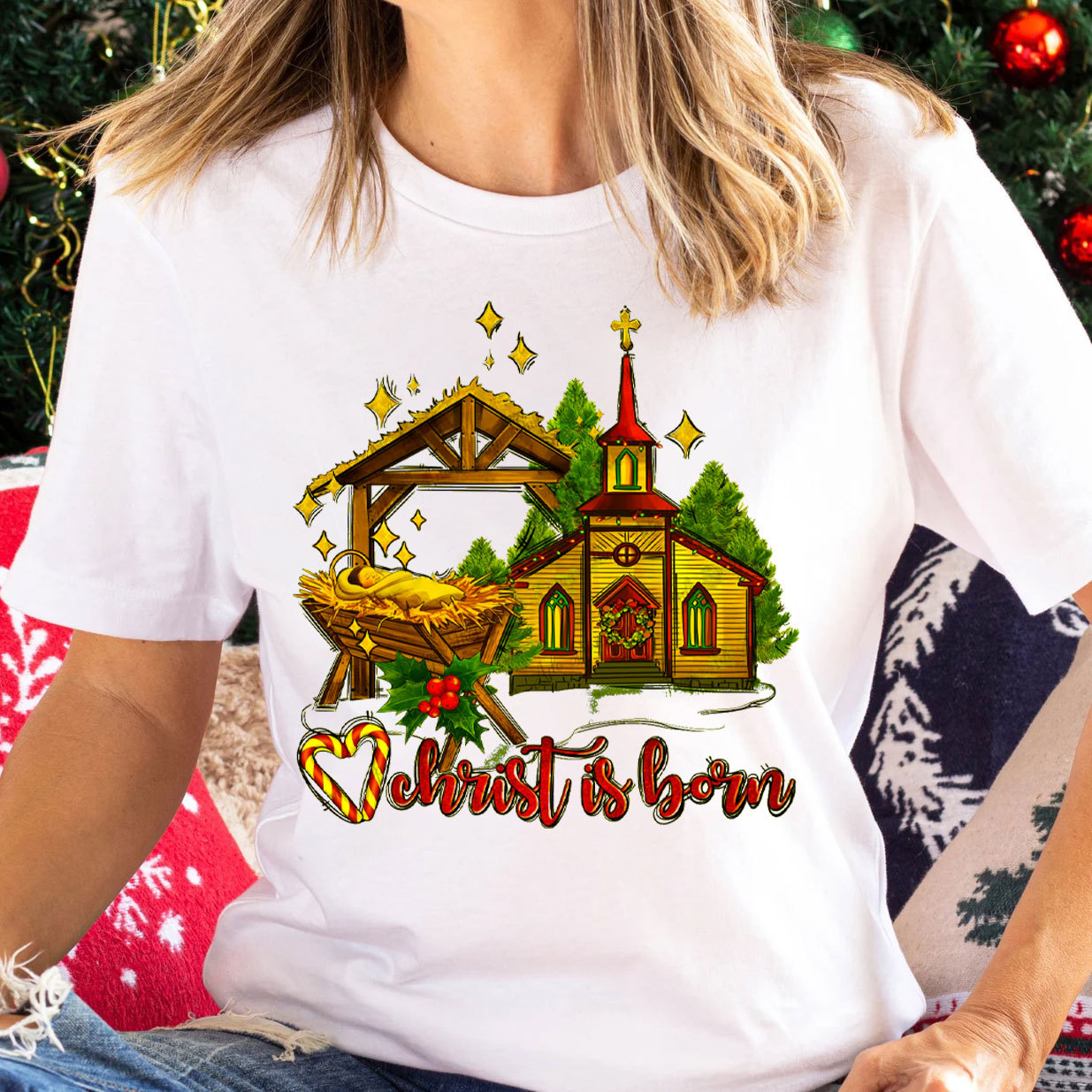 Christ Is Born Christian Christmas T-Shirt