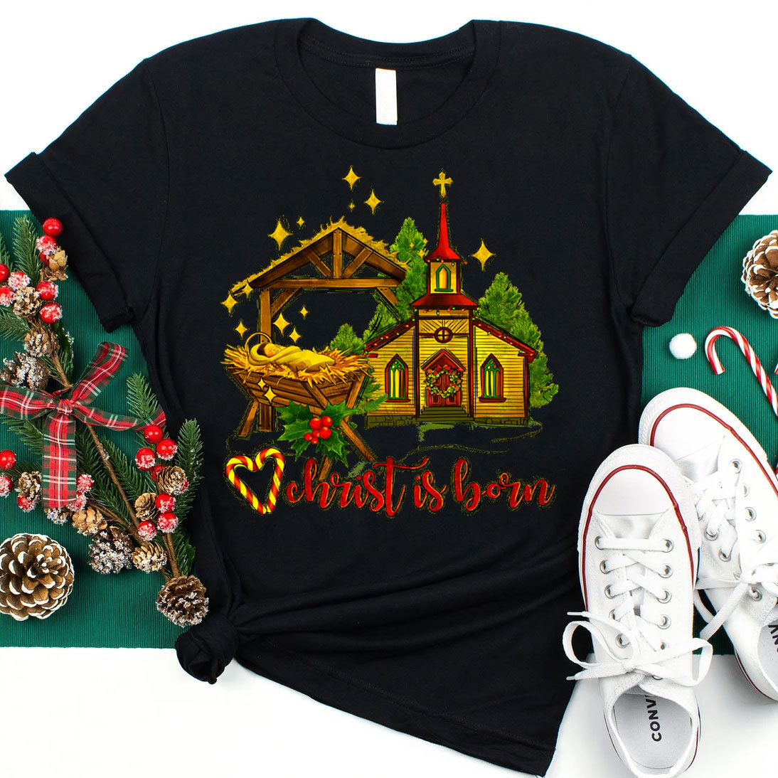 Christ Is Born Christian Christmas T-Shirt