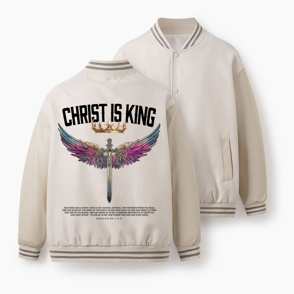 Christ Is King Christian Color Block Baseball Jacket