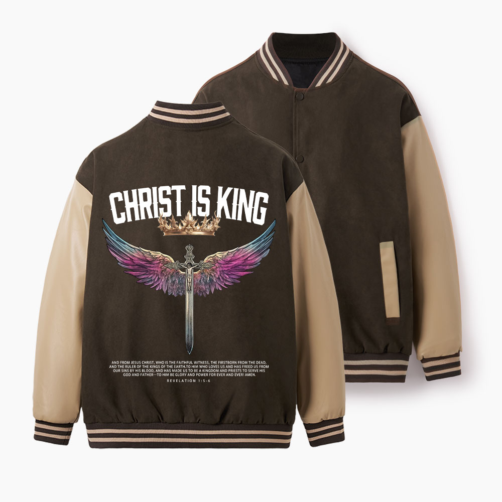Christ Is King Christian Color Block Baseball Jacket