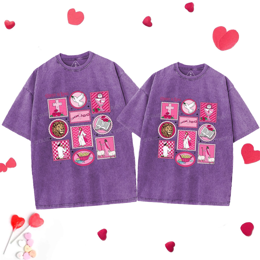 Christ Is King Christian Couple Washed T-Shirt