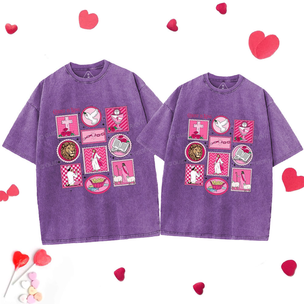 Christ Is King Christian Couple Washed T-Shirt