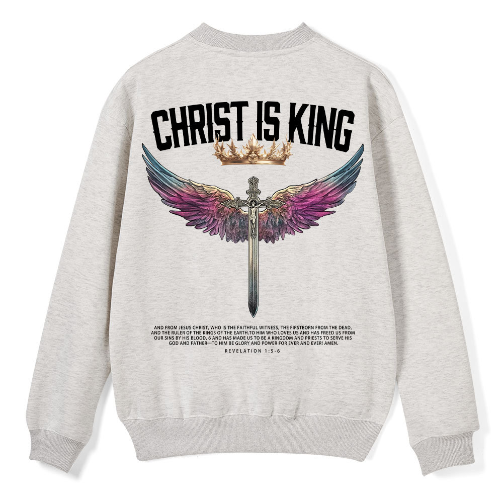 Christ Is King Christian Fleece Sweatshirt Sale - GuidingCross