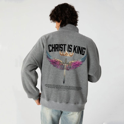 Christ Is King Christian Half Zip Fleece Sweatshirt 