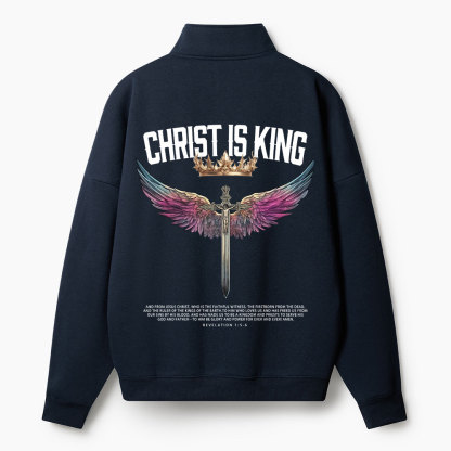 Christ Is King Christian Half Zip Fleece Sweatshirt 