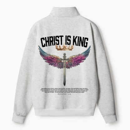 Christ Is King Christian Half Zip Fleece Sweatshirt 