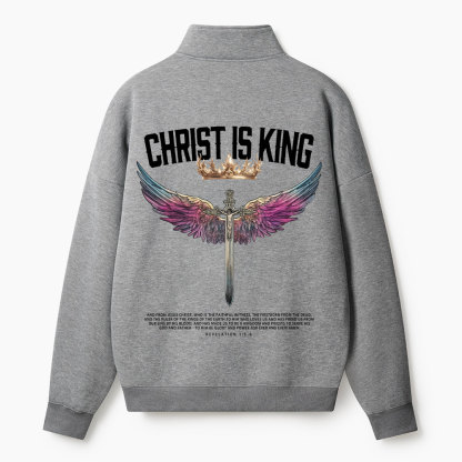 Christ Is King Christian Half Zip Fleece Sweatshirt 