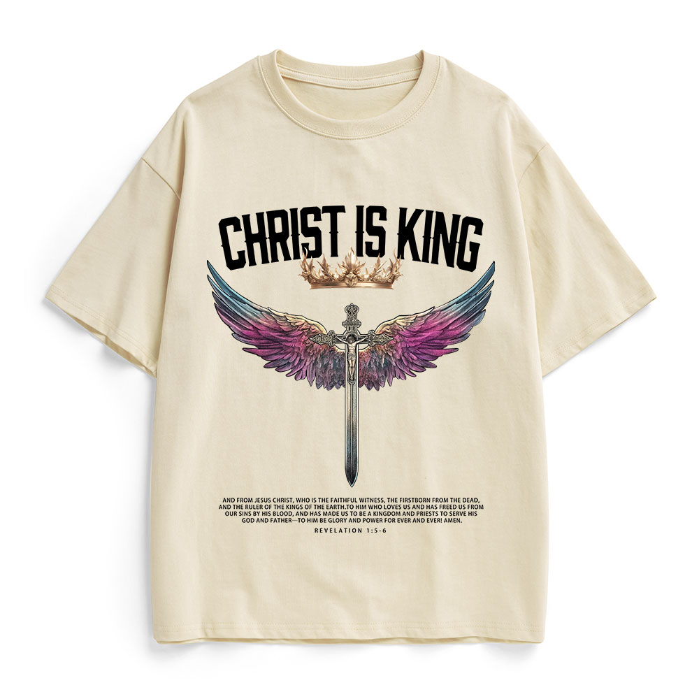 Christ Is King Christian Heavy Cotton T-Shirt Sale - GuidingCross